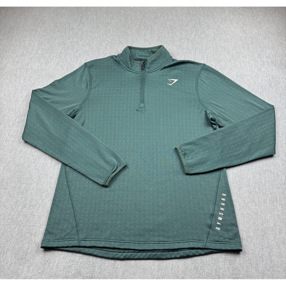 Gymshark Shirt Mens XL Green Sport 1/4 Zip Long Sleeve Training Activewear Top